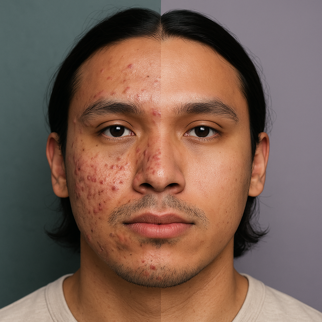 Homme utilisant une brosse nettoyante visage pour peau grasse
